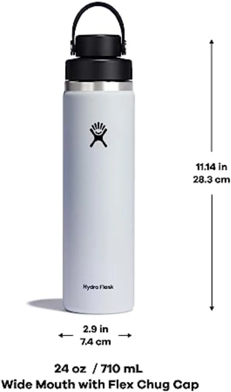 HYDRO FLASK Wide Mouth Chug Cap vacuum insulated stainless steel water bottle with leakproof closeable lid for cold water drinks, sports, travel, car and school