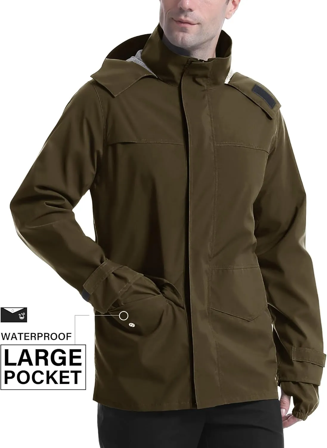 iCreek Rain Jacket Men's Lightweight with Hood Packable Waterproof Raincoat Breathable Antistorm Jacket Windbreaker