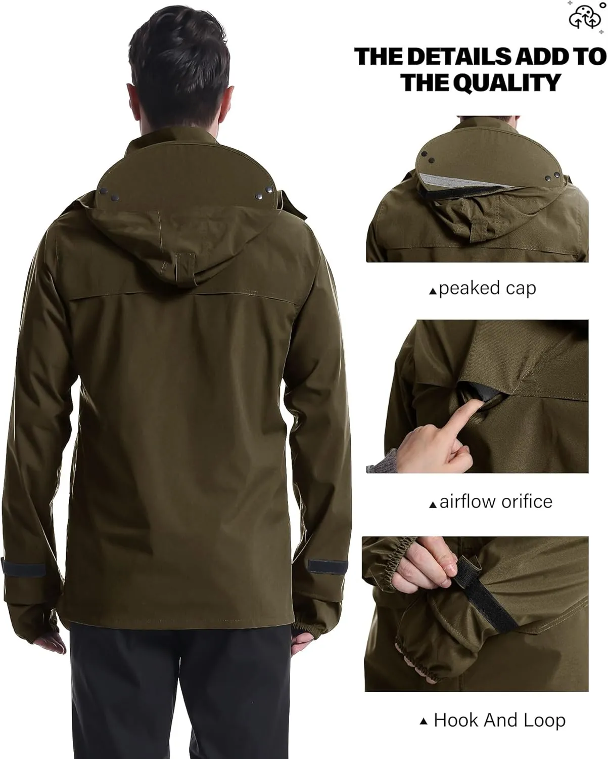 iCreek Rain Jacket Men's Lightweight with Hood Packable Waterproof Raincoat Breathable Antistorm Jacket Windbreaker