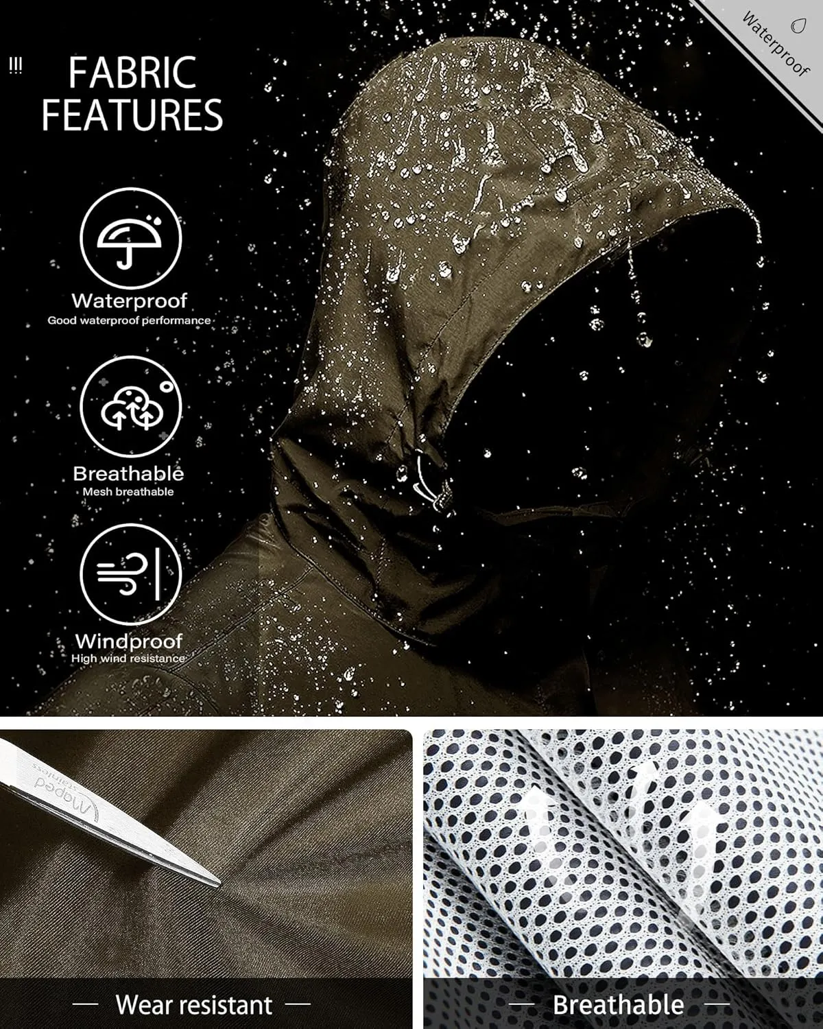 iCreek Rain Jacket Men's Lightweight with Hood Packable Waterproof Raincoat Breathable Antistorm Jacket Windbreaker