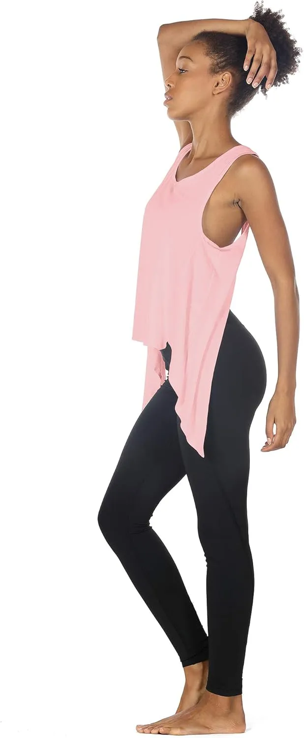 icyzone Tie Back Yoga Tops for Women, Lightweight Workout Athletic Tanks, Breathable Gym Shirts