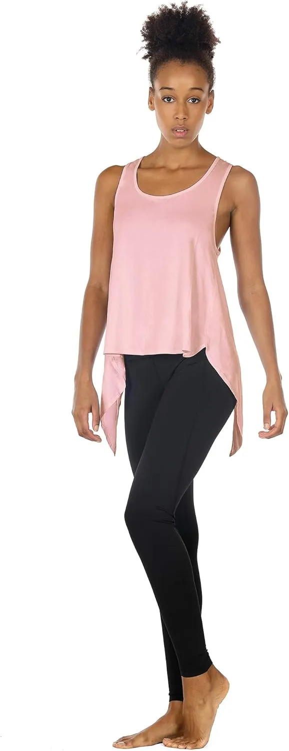 icyzone Tie Back Yoga Tops for Women, Lightweight Workout Athletic Tanks, Breathable Gym Shirts