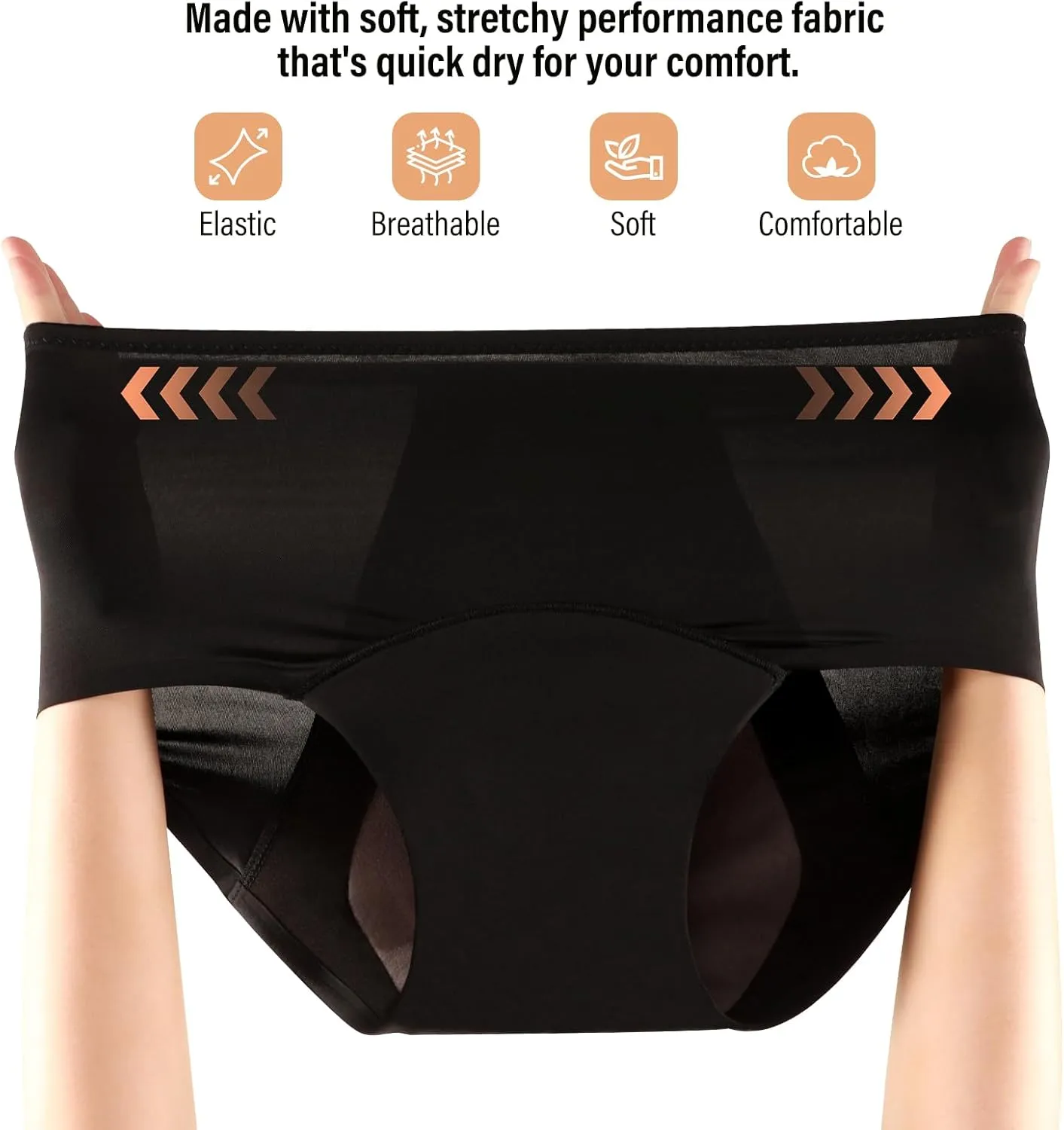 Incontinence Underwear for Women 150ml High Absorbent Leak Proof Underwear for Women Washable Women's Incontinence Panties for Incontinence Postpartum Bladder Leak 2 Pack Black/Beige M