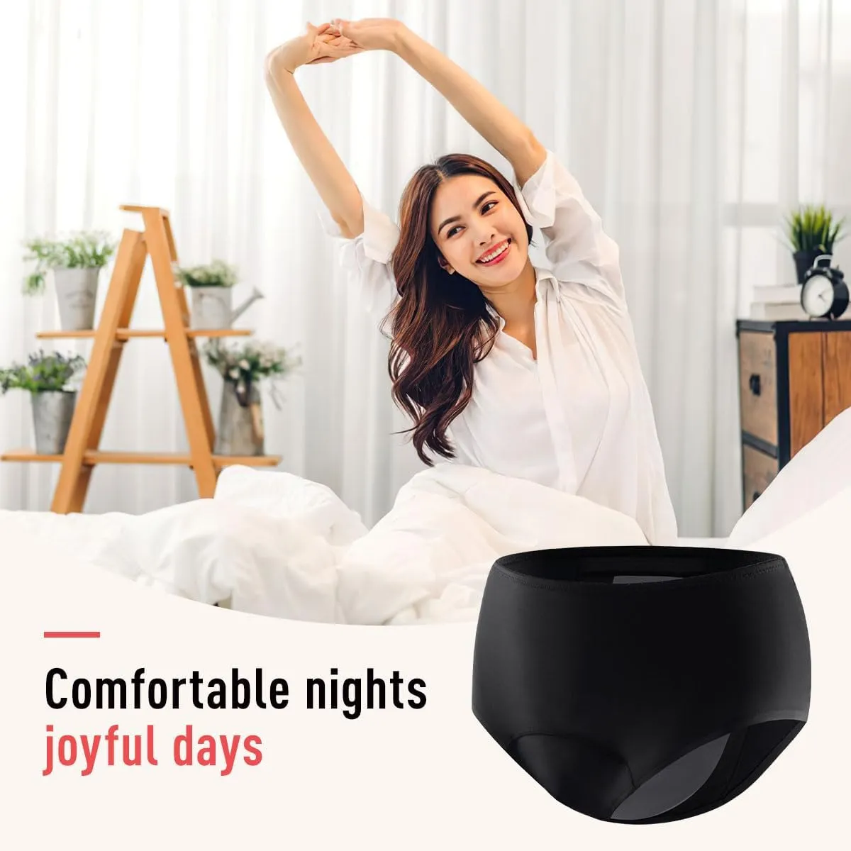 Incontinence Underwear for Women 150ml High Absorbent Leak Proof Underwear for Women Washable Women's Incontinence Panties for Incontinence Postpartum Bladder Leak 2 Pack Black/Beige M