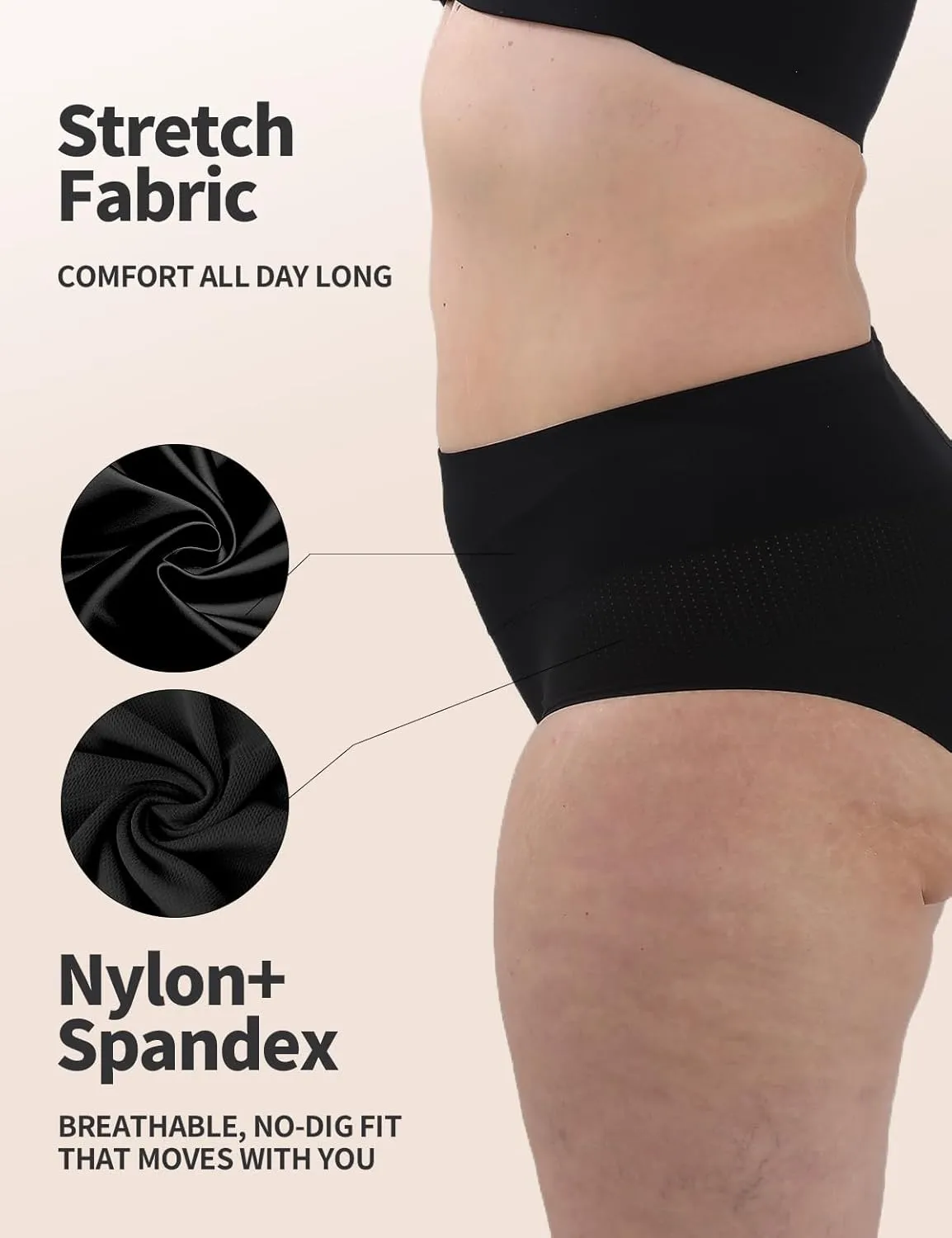 Incontinence Zero-Leak Underwear for Women, Seamless Comfort-Stretch Hi-Waist, Leakproof & Washable Postpartum Panties, Holds Up to 7 Regular Tampons (60ml Absorbency)