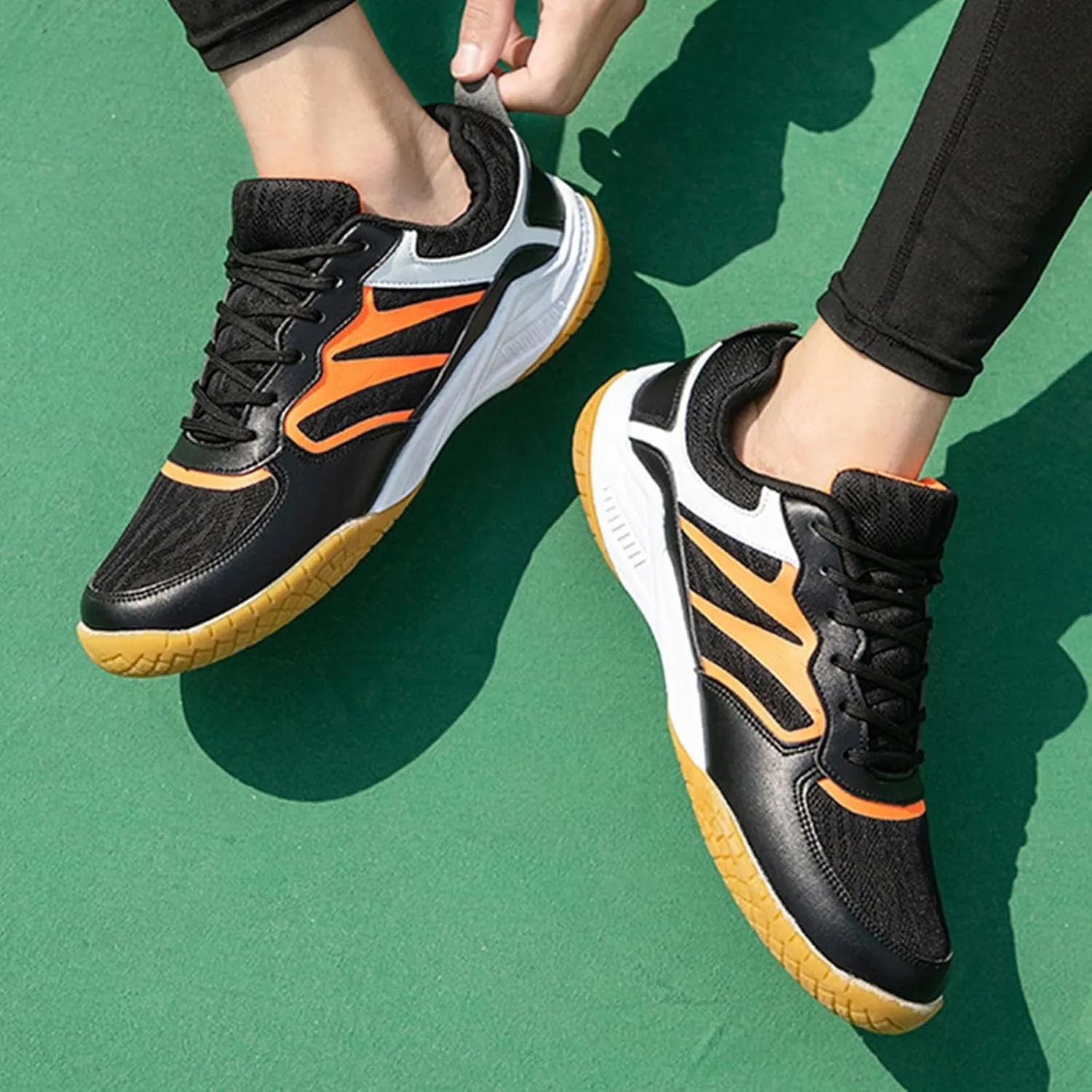 Indoor Court Shoes Mens for Tennis, Non Slip Comfort Lightweight Badminton Table Tennis Sneakers for Volleyball Pickleball Women Boys and Girls