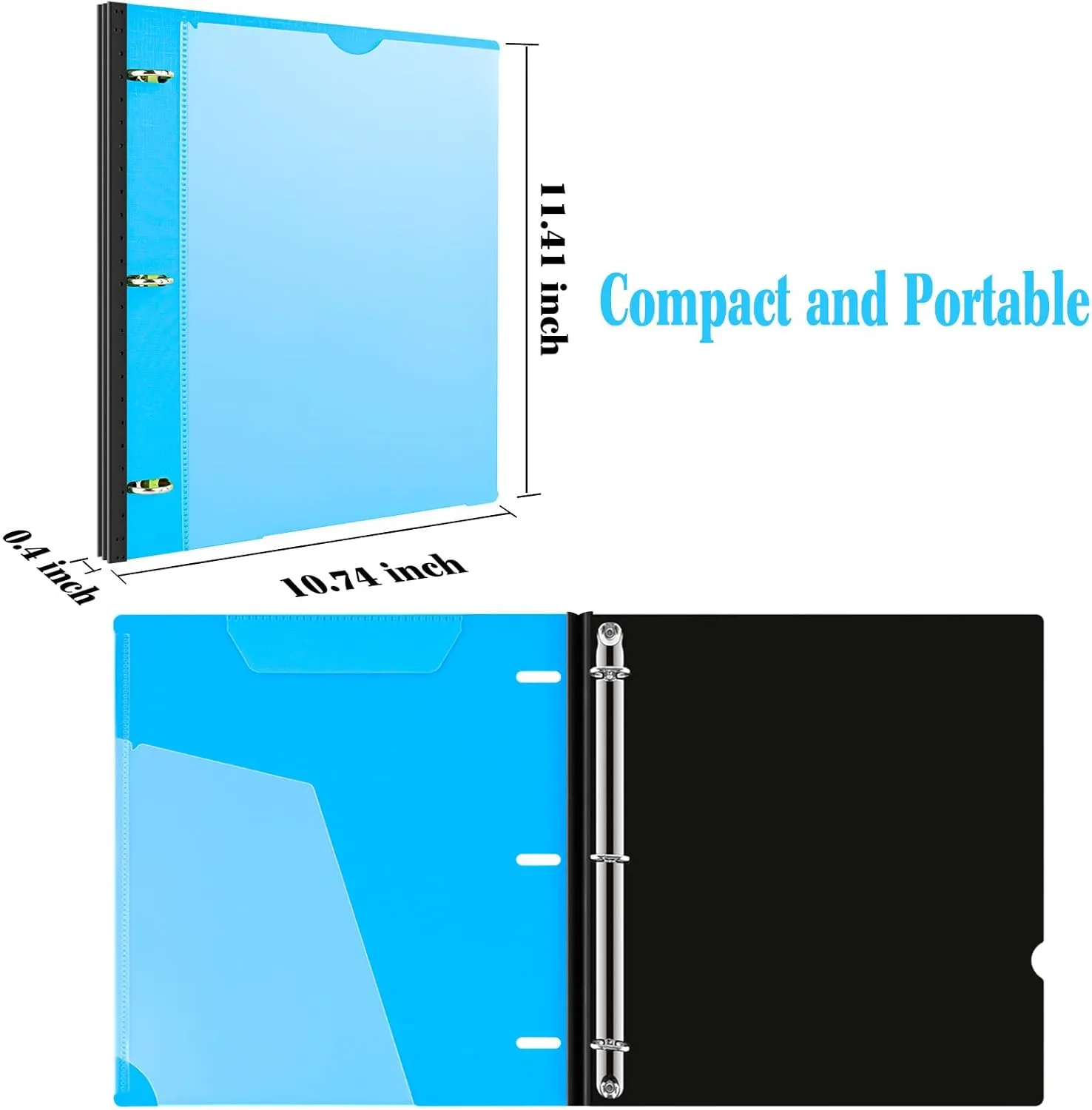 INFUN 1 Inch Telescoping 3 Ring Binder - 4PCS, Flexible Round Binder with Customizable Front Cover and Clear Catalog Pocket, 1Inch Rings, 225 Sheet Capacity