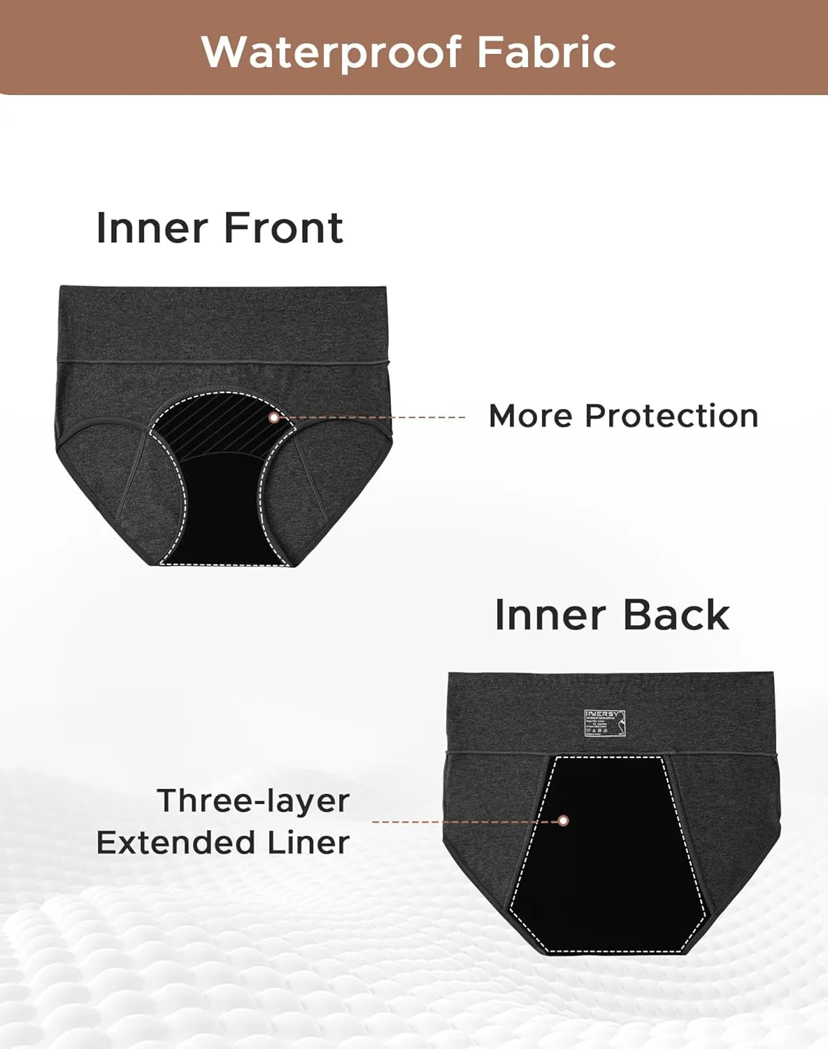 INNERSY Period Underwear for Women Leakproof High Waisted Menstrual Cotton Panties 3 Pack