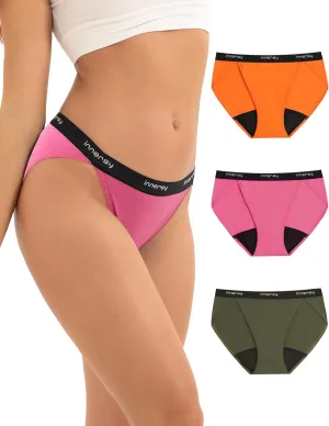 INNERSY Women's Bikini Period Underwear Cotton Menstrual Leakproof Panties 3-Pack