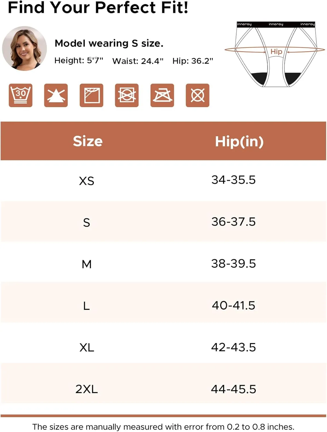 INNERSY Women's Bikini Period Underwear Cotton Menstrual Leakproof Panties 3-Pack