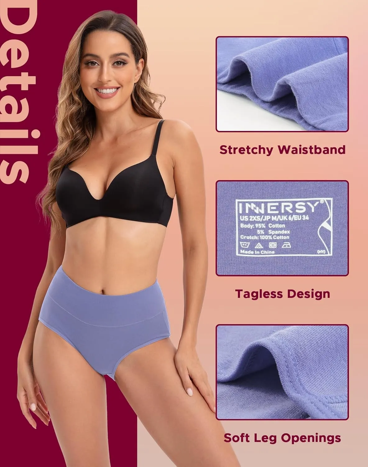 INNERSY Women's Period Underwear High Waisted Postpartum Maternity Panties 3-Pack
