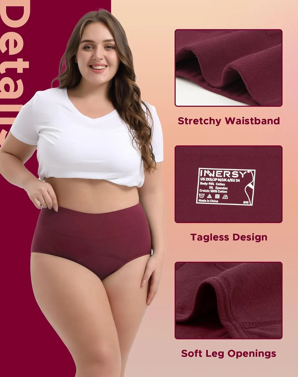 INNERSY Women's Period Underwear High Waisted Postpartum Maternity Panties 3-Pack