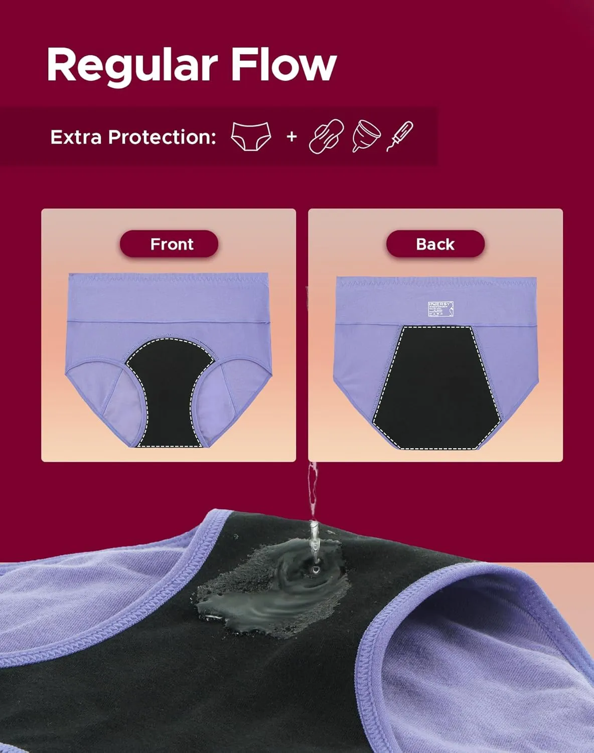 INNERSY Women's Period Underwear High Waisted Postpartum Maternity Panties 3-Pack