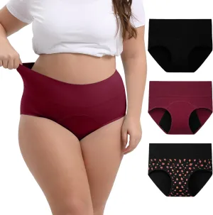INNERSY Women's Period Underwear High Waisted Postpartum Maternity Panties 3-Pack
