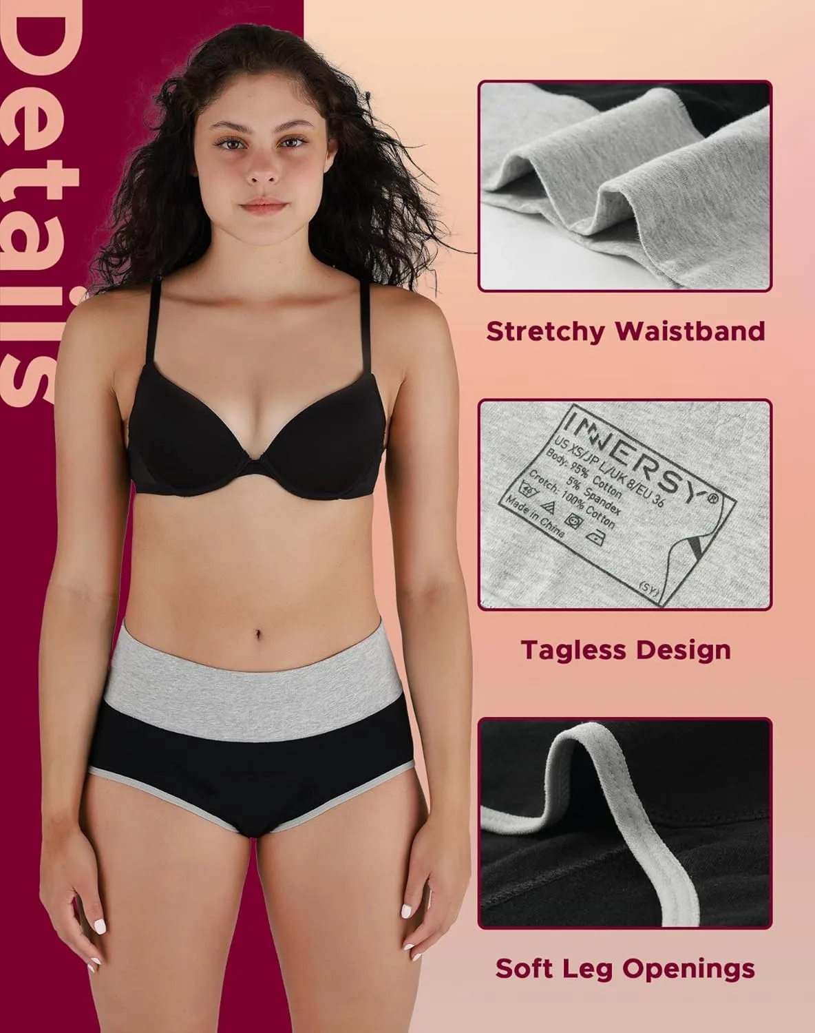INNERSY Women's Period Underwear High Waisted Postpartum Maternity Panties 3-Pack