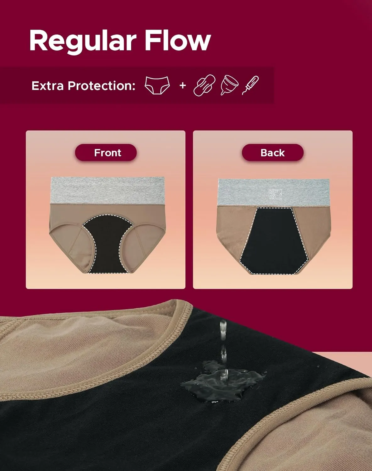 INNERSY Women's Period Underwear High Waisted Postpartum Maternity Panties 3-Pack