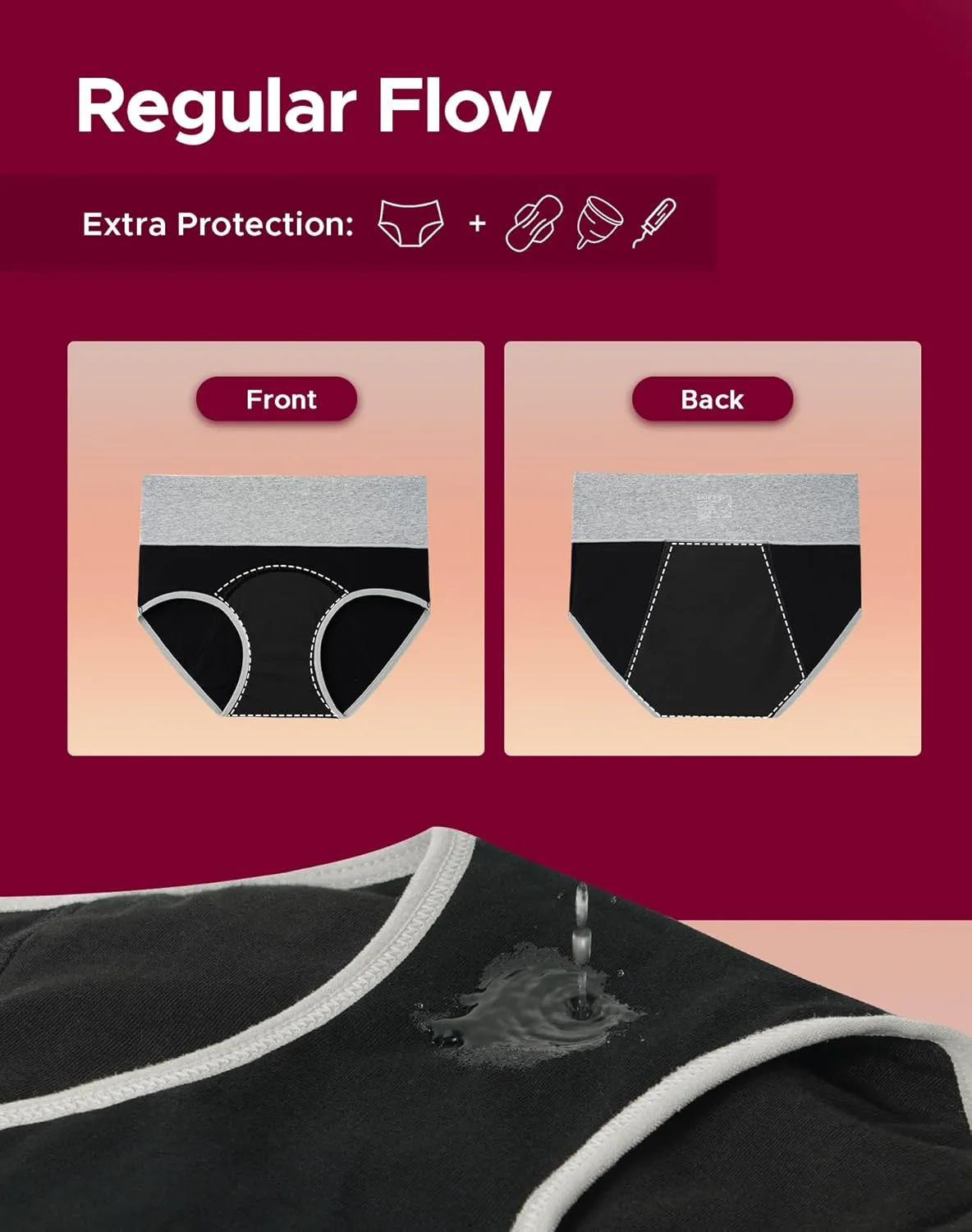 INNERSY Women's Period Underwear High Waisted Postpartum Maternity Panties 3-Pack