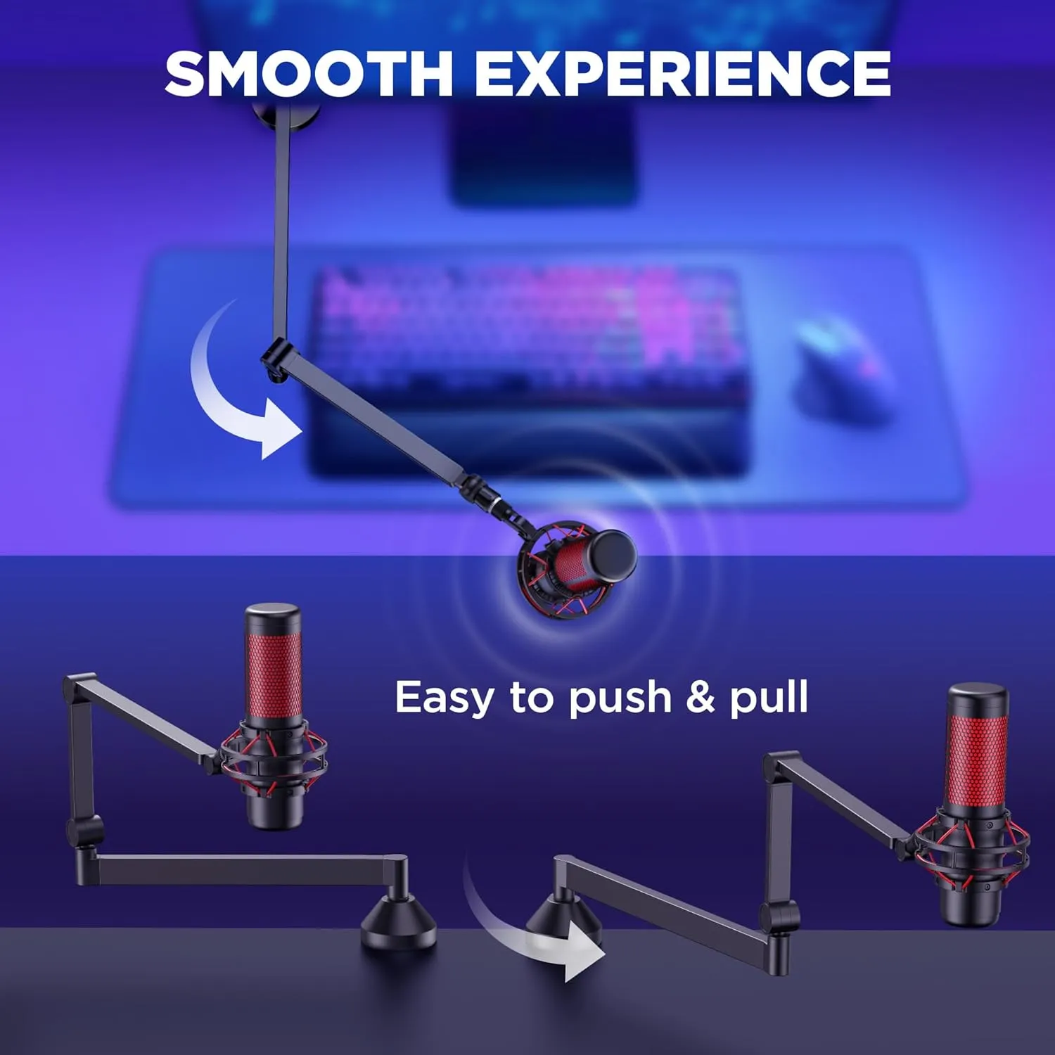 InnoGear Low Profile Mic Arm, 360° Rotatable Microphone Arm Stand Foldable Desk Mic Boom Arm with 3/8" to 5/8" Adapter for Fifine AM8 K669B Blue Yeti HyperX QuadCast SoloCast AT2020 and Other Mics