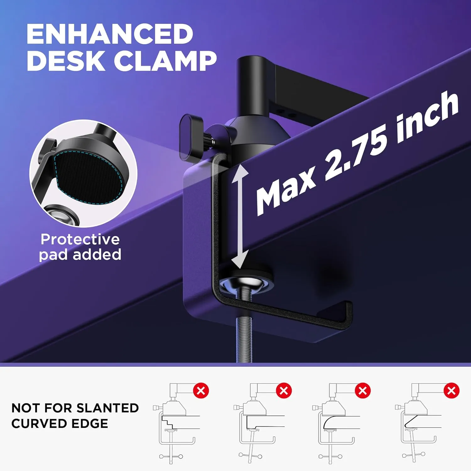 InnoGear Low Profile Mic Arm, 360° Rotatable Microphone Arm Stand Foldable Desk Mic Boom Arm with 3/8" to 5/8" Adapter for Fifine AM8 K669B Blue Yeti HyperX QuadCast SoloCast AT2020 and Other Mics