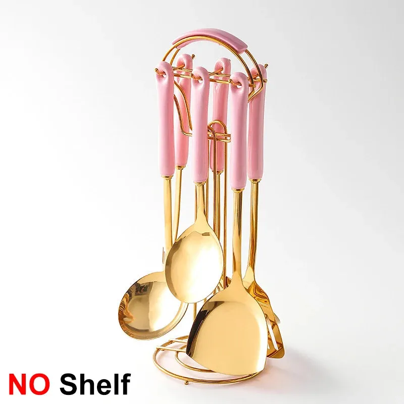 Ins Nordic Cooking Utensils Stainless Steel Cookware Set Non Stick Cooking Pot kitchenware Kitchen Tool Accessories Sets Shelf