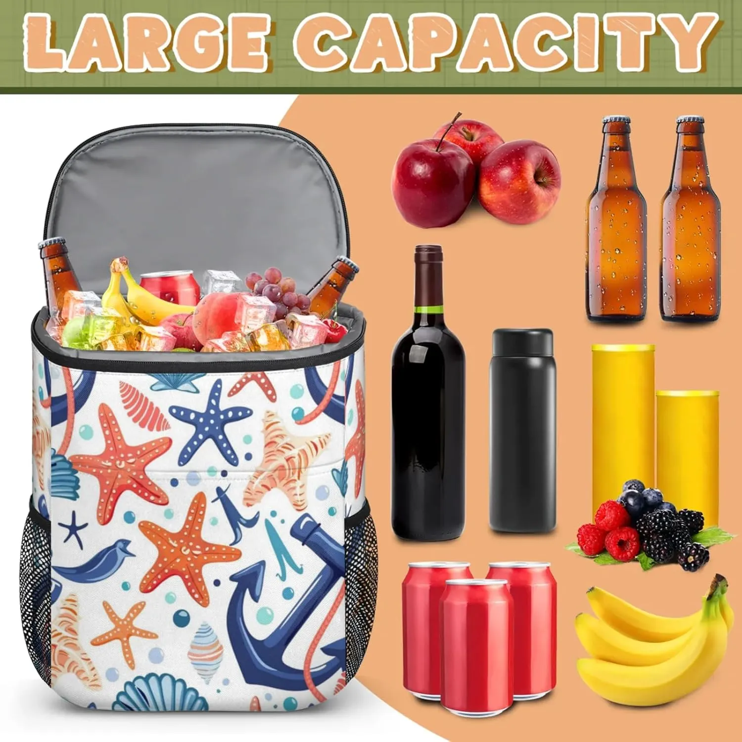 Insulated Cooler Backpack 30 Cans, Leak Proof Cooler Bag, Backpack Coolers for Picnic Hiking Camping Beach