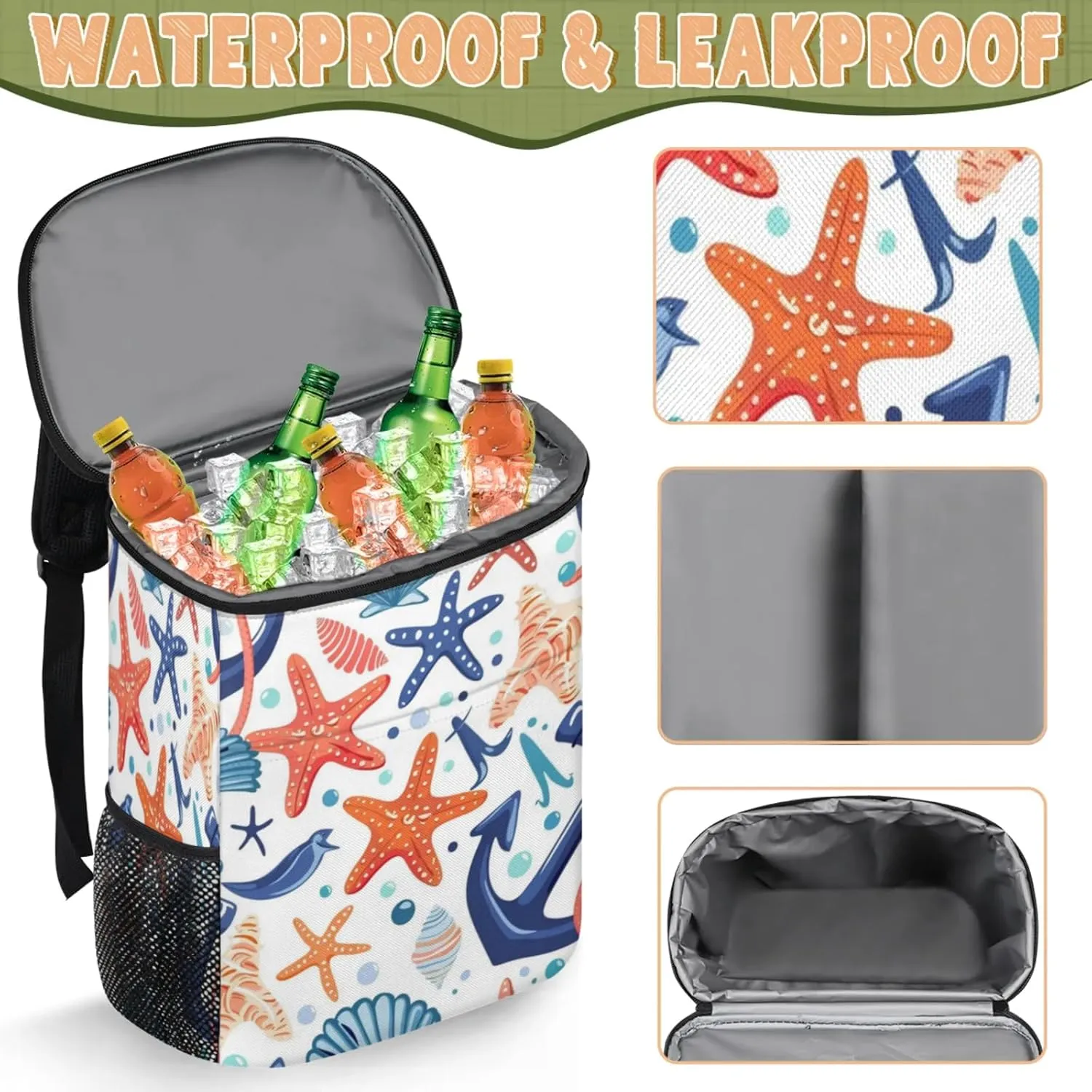Insulated Cooler Backpack 30 Cans, Leak Proof Cooler Bag, Backpack Coolers for Picnic Hiking Camping Beach