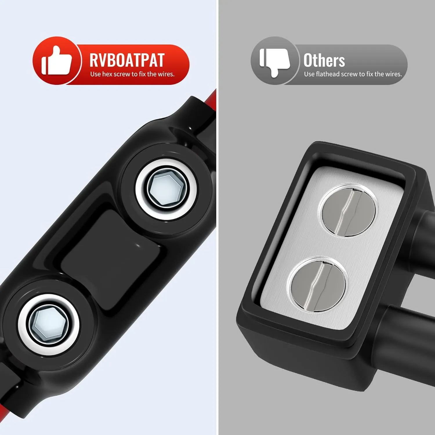 Insulated Inline Splice Connector 3/0-6 AWG Black Electrical Cable Connectors 7/32" Slotted Allen Hex Aluminum to Copper Wire Connectors - 6 Pack