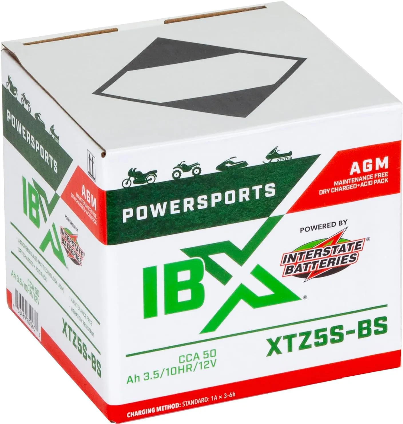 Interstate Batteries YTZ5S-BS 12V 3.5Ah Powersports Battery 50CCA AGM Rechargeable Replacement for BRP, Honda, KTM Dirt Bikes, Motorcycles, ATVs, Scooters (XTZ5S-BS)