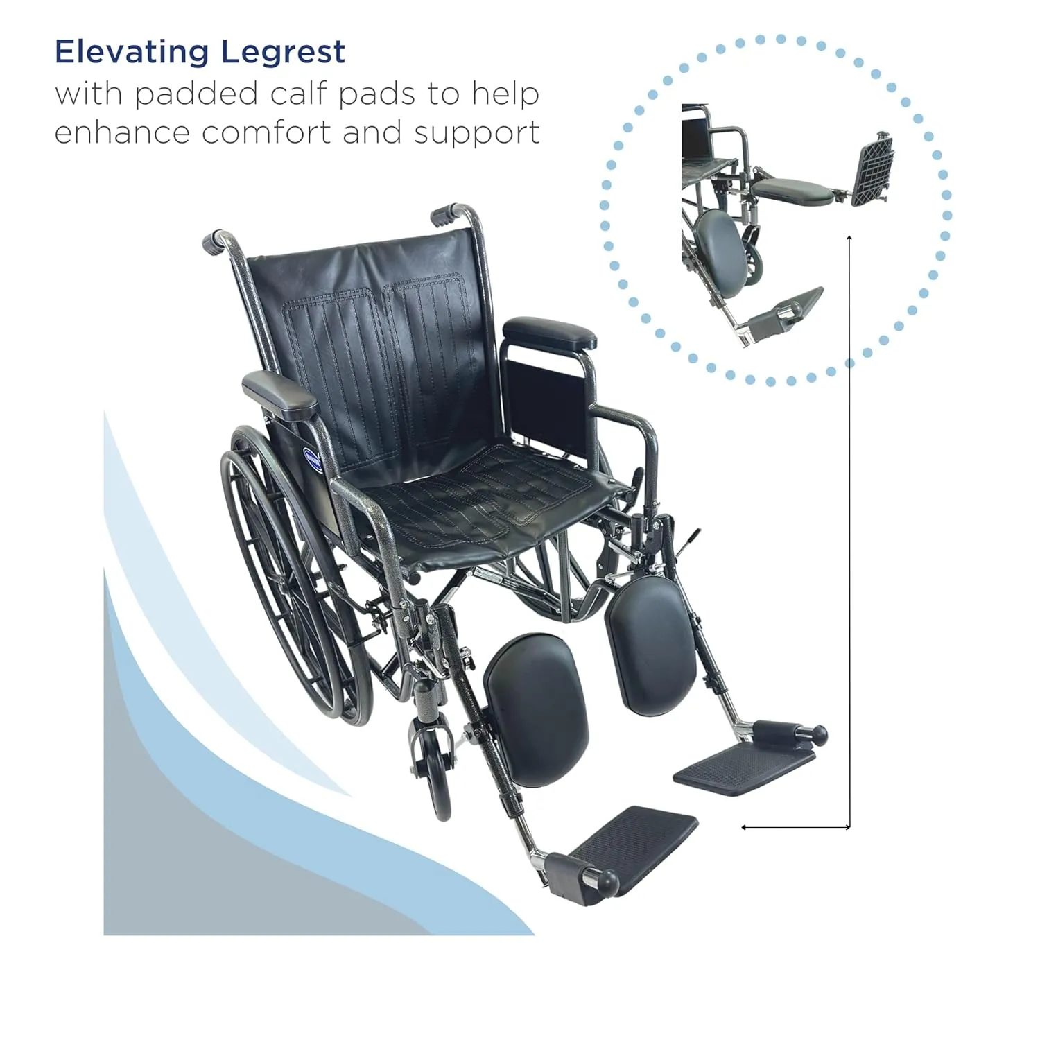 Invacare Essentials Tracer EX1 Wheelchair, Foldable, Elevating Legrests & Desk Length Arms, 18 Inch Seat