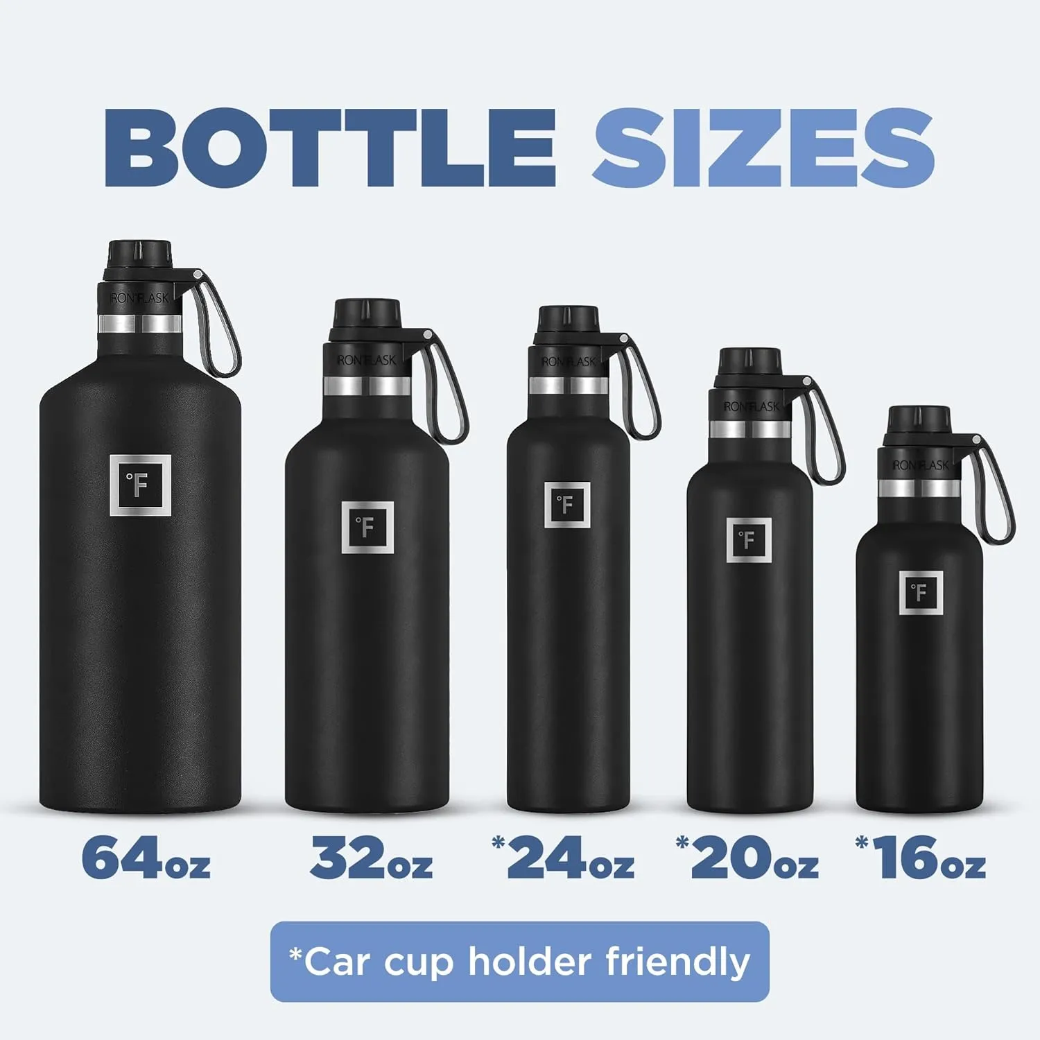 IRON °FLASK Camping & Hiking Hydration Canteens - 3 Lids (Narrow Spout Lid) Leak Proof Vacuum Insulated Stainless Steel - Hot & Cold Double Walled Sports Water Bottle - Dark Pine, 24 Oz