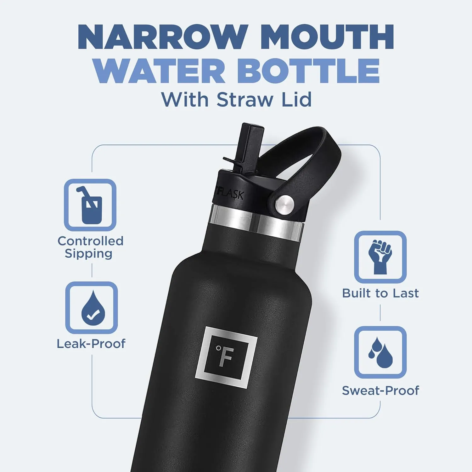IRON °FLASK Camping & Hiking Hydration Canteens - 3 Lids (Narrow Straw Lid) Leak Proof Vacuum Insulated Stainless Steel - Hot & Cold Double Walled Sports Water Bottle - Cotton Candy, 24 Oz