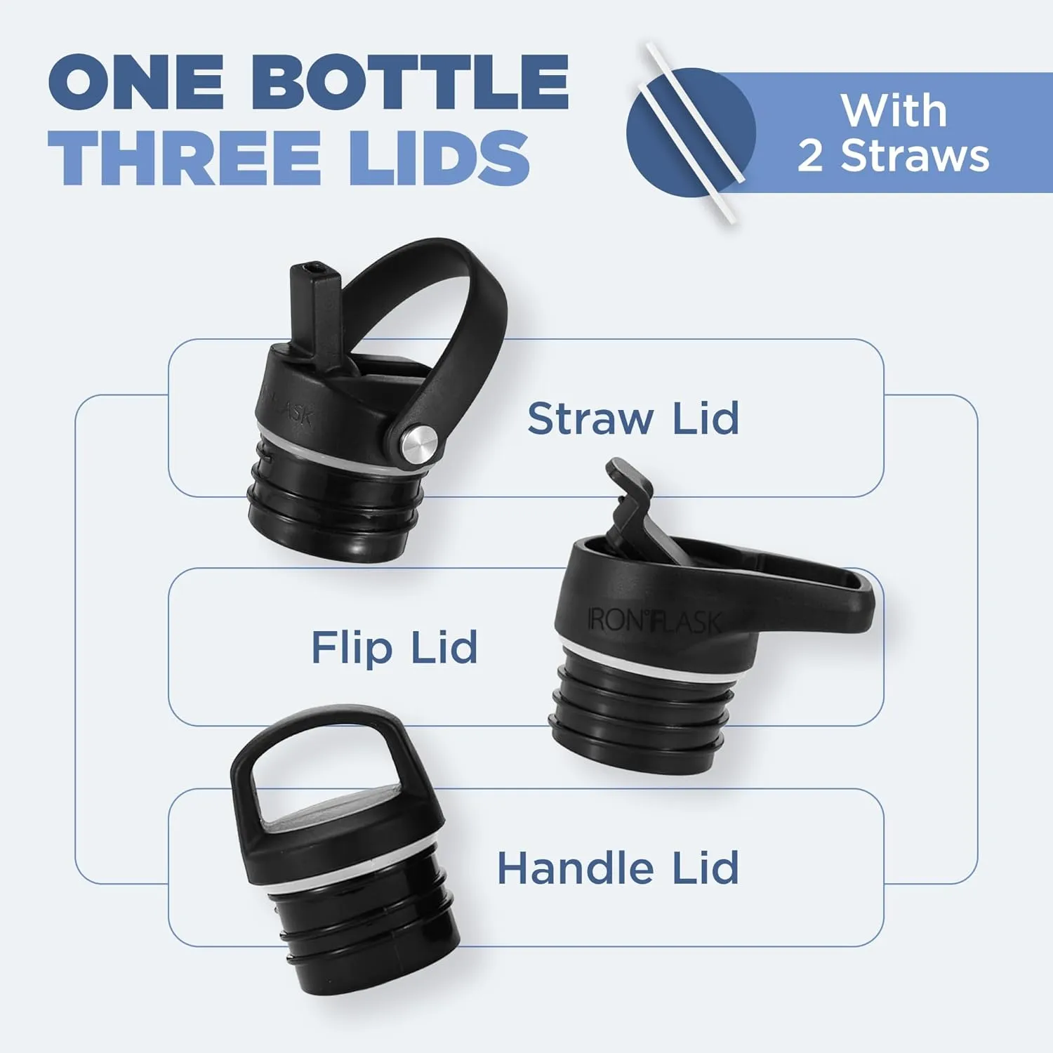 IRON °FLASK Camping & Hiking Hydration Canteens - 3 Lids (Narrow Straw Lid) Leak Proof Vacuum Insulated Stainless Steel - Hot & Cold Double Walled Sports Water Bottle - Cotton Candy, 24 Oz