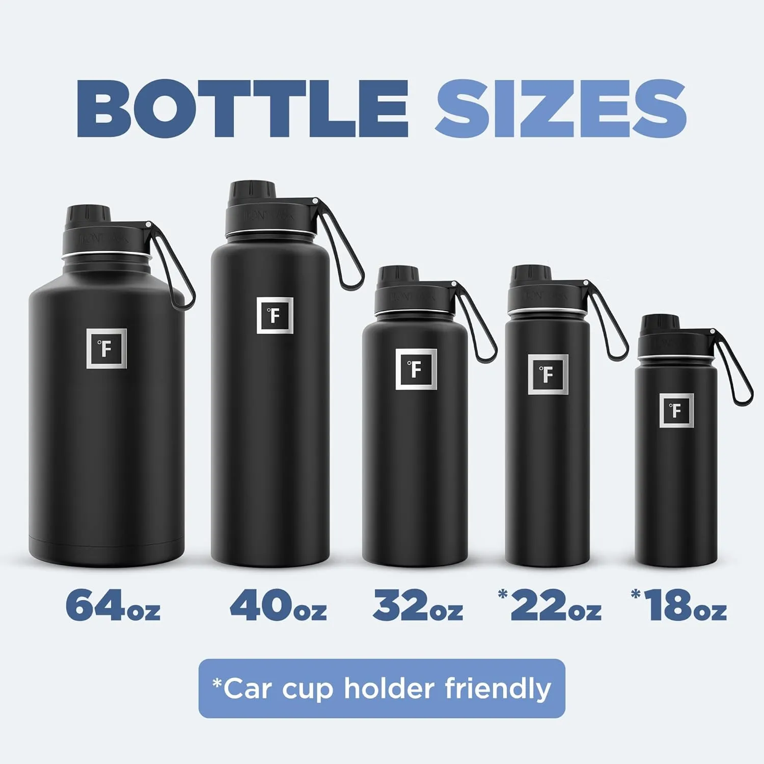 IRON °FLASK Camping & Hiking Hydration Flask with 3 Lids - Stainless Steel, Double Walled & Vacuum Insulated Water Bottle - Leak Proof & BPA Free (Dark Rainbow, Spout - 40 oz)