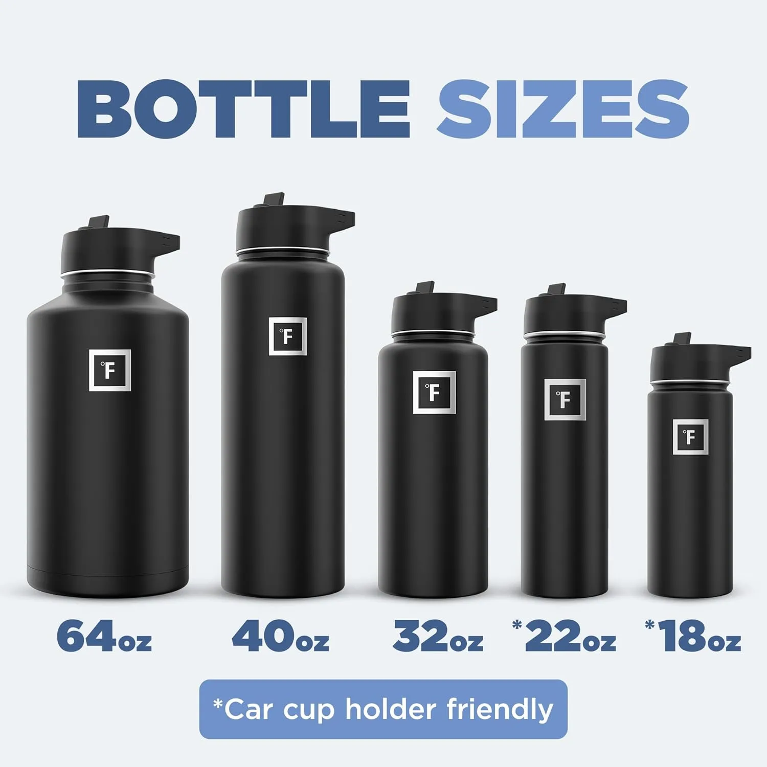 IRON °FLASK Camping & Hiking Hydration Flask with 3 Lids - Stainless Steel, Double Walled & Vacuum Insulated Water Bottle - Leak Proof & BPA Free (Morning Mist, Straw - 40 oz)
