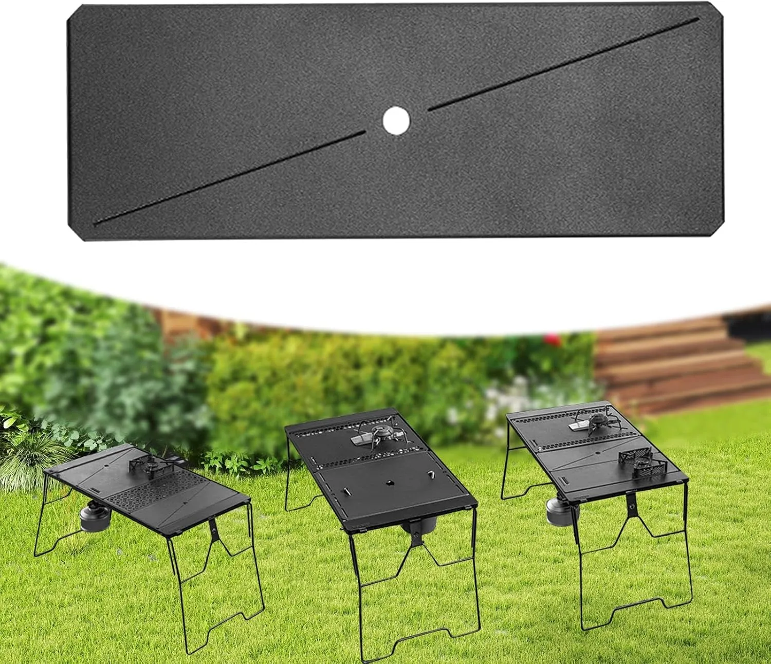 Iron Grilling Table Top Board Connecting Board Tabletop Camping Gear Easy to Install Outdoor Picnic Furniture Bridge Table Plate, Style B