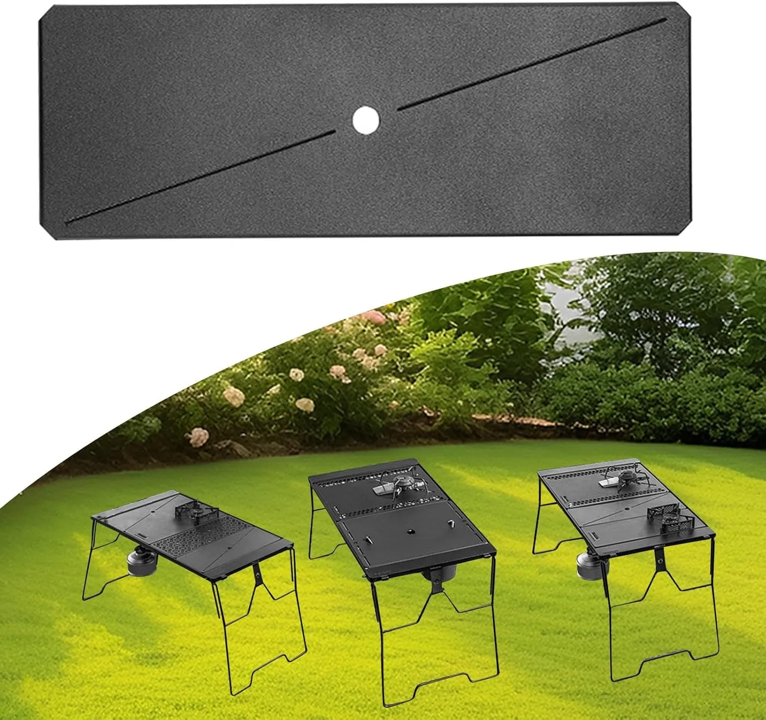 Iron Grilling Table Top Board Connecting Board Tabletop Camping Gear Easy to Install Outdoor Picnic Furniture Bridge Table Plate, Style B