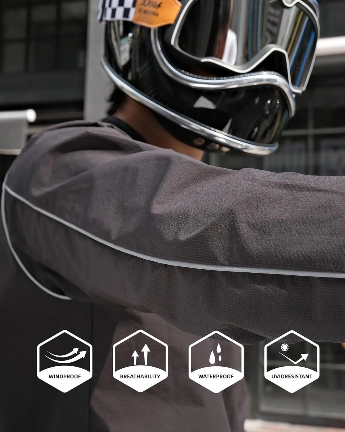 IRON JIA'S Motorcycle Jacket Windproof Liner, Water-Repellent, UPF 40  Sun Protection, Breathable, Compact and Packable (No Armor) M
