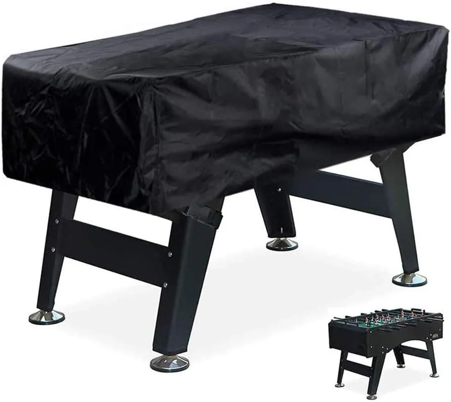 J&C Foosball Table Cover Outdoor Waterproof 420D Soccer Table Cover with Adjustable Buckle Patio Party Game Table Cover for Indoor Foosball Table Anti Sunlight Black