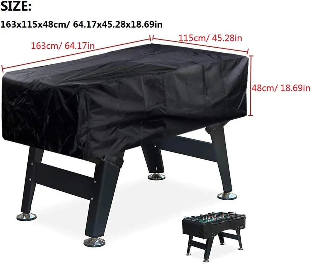 J&C Foosball Table Cover Outdoor Waterproof 420D Soccer Table Cover with Adjustable Buckle Patio Party Game Table Cover for Indoor Foosball Table Anti Sunlight Black