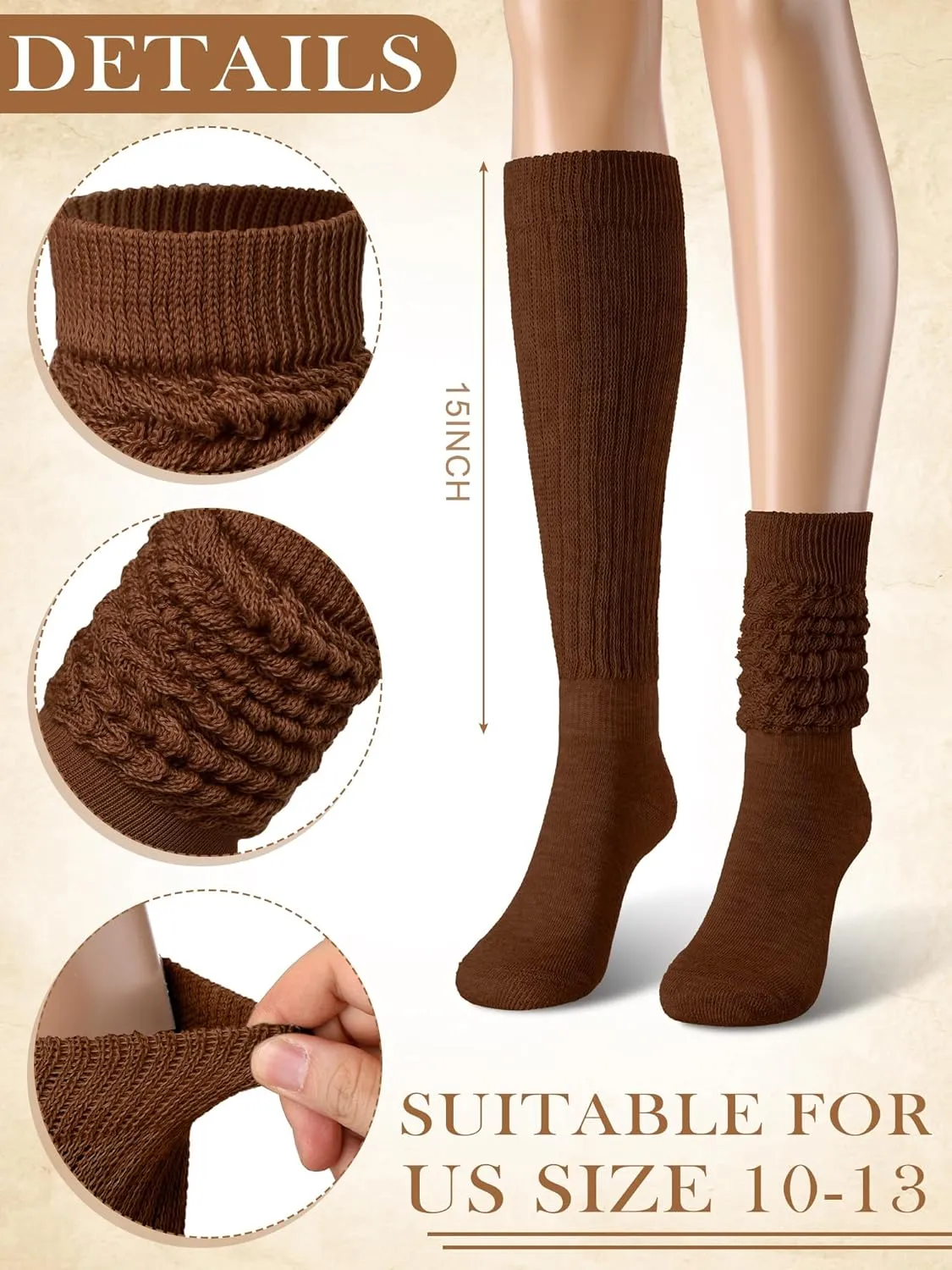 Janmercy 4 Pairs Slouch Socks for Women Bulk Stacked Boot 80s 90s Neon Slouch Knit Scrunchie Socks