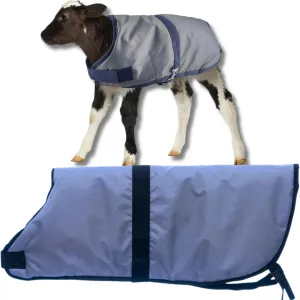 Jeffers Livestock Insulated Calf Blanket, Grey Navy, 1 Pack - 600Denier, 350G Polyfill, Winter Warm Clothes for Calf, Water Proof, Windproof Warming Blanket, Jacket, Coat - Thickened Belly Protection