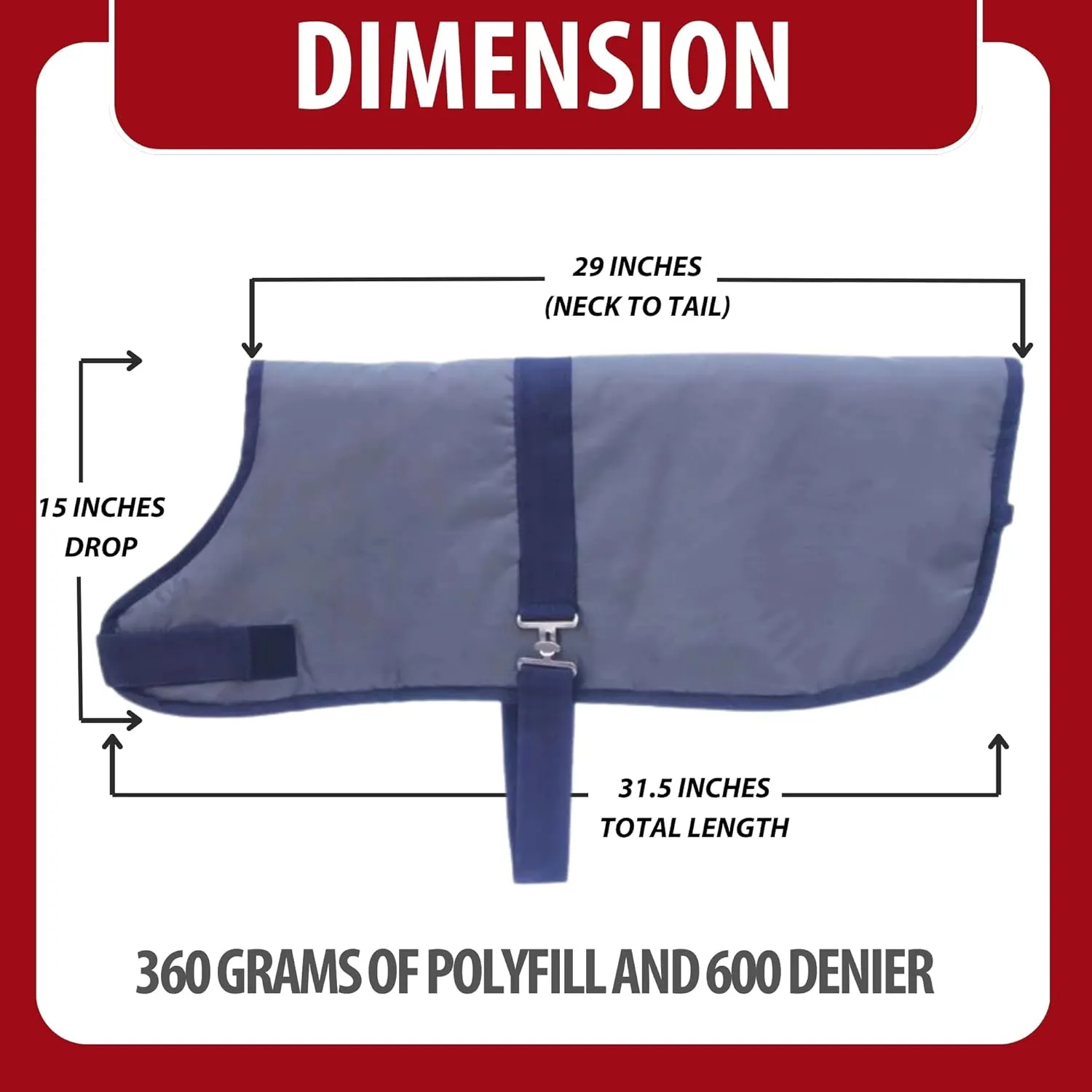 Jeffers Livestock Insulated Calf Blanket, Grey Navy, 1 Pack - 600Denier, 350G Polyfill, Winter Warm Clothes for Calf, Water Proof, Windproof Warming Blanket, Jacket, Coat - Thickened Belly Protection