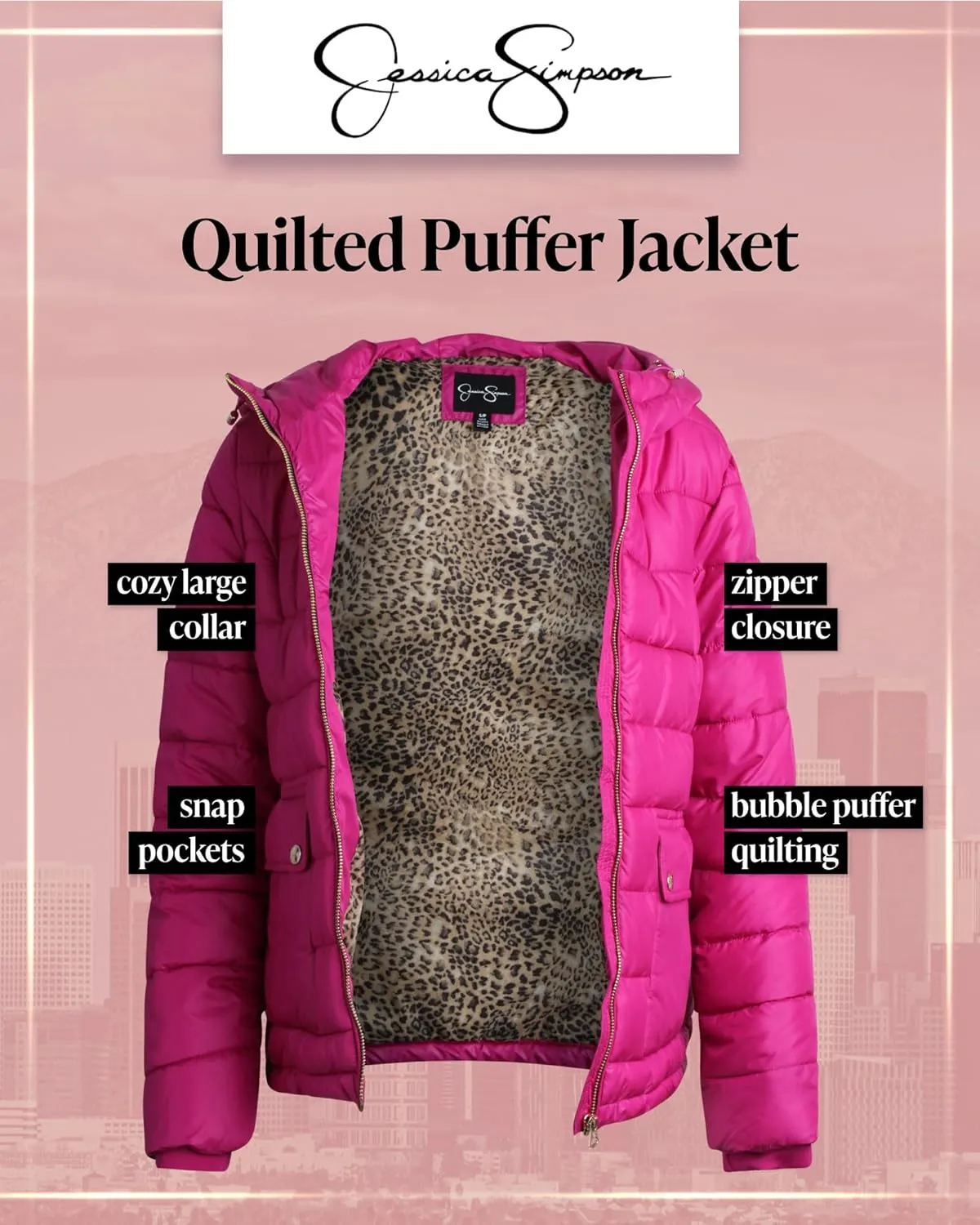 Jessica Simpson Women's Puffer Jacket - Full Zip Up Insulated Quilted Jackets for Women - Cozy Women Winter Coats (S-XL)