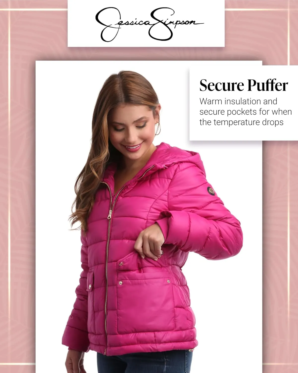 Jessica Simpson Women's Puffer Jacket - Full Zip Up Insulated Quilted Jackets for Women - Cozy Women Winter Coats (S-XL)