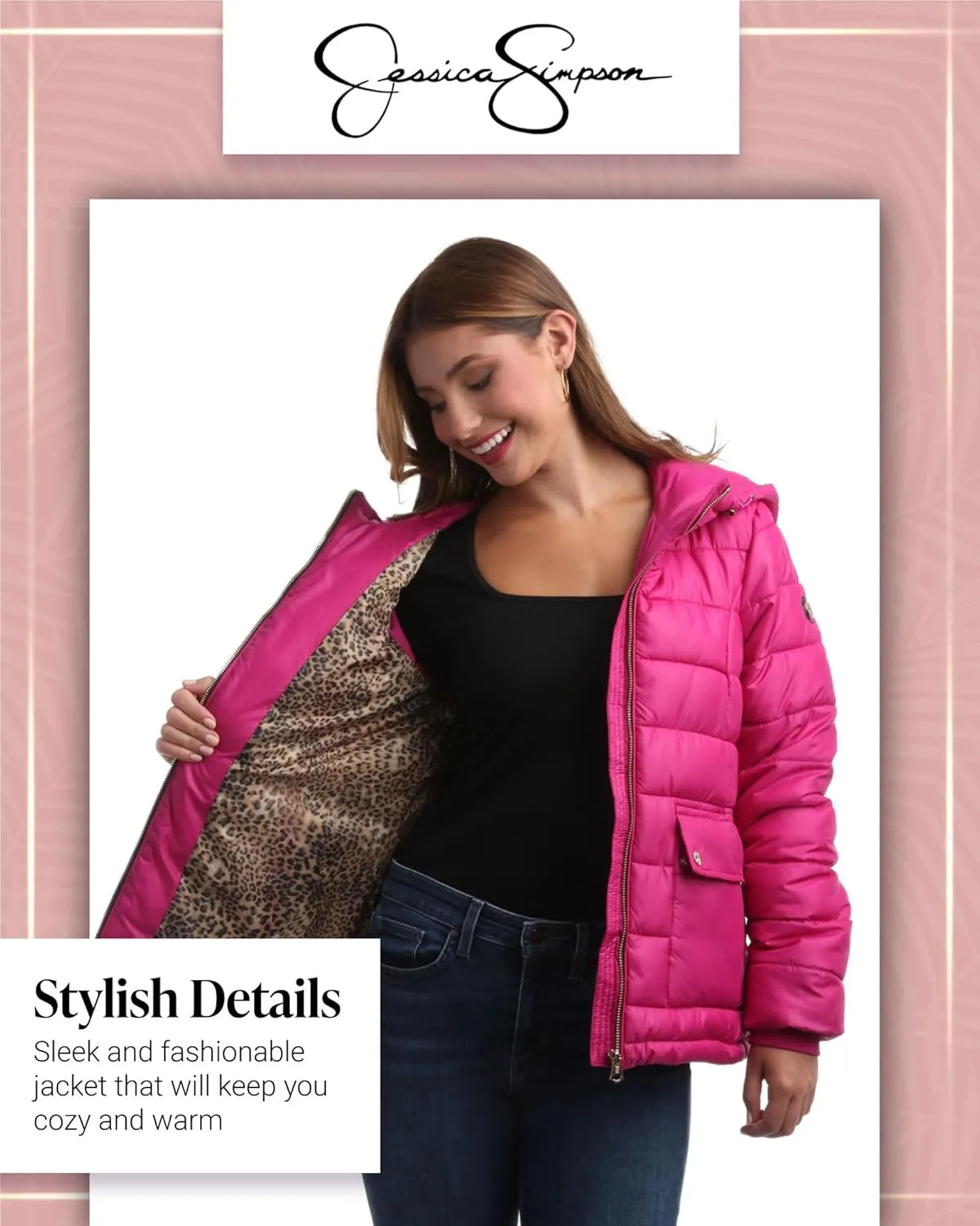 Jessica Simpson Women's Puffer Jacket - Full Zip Up Insulated Quilted Jackets for Women - Cozy Women Winter Coats (S-XL)