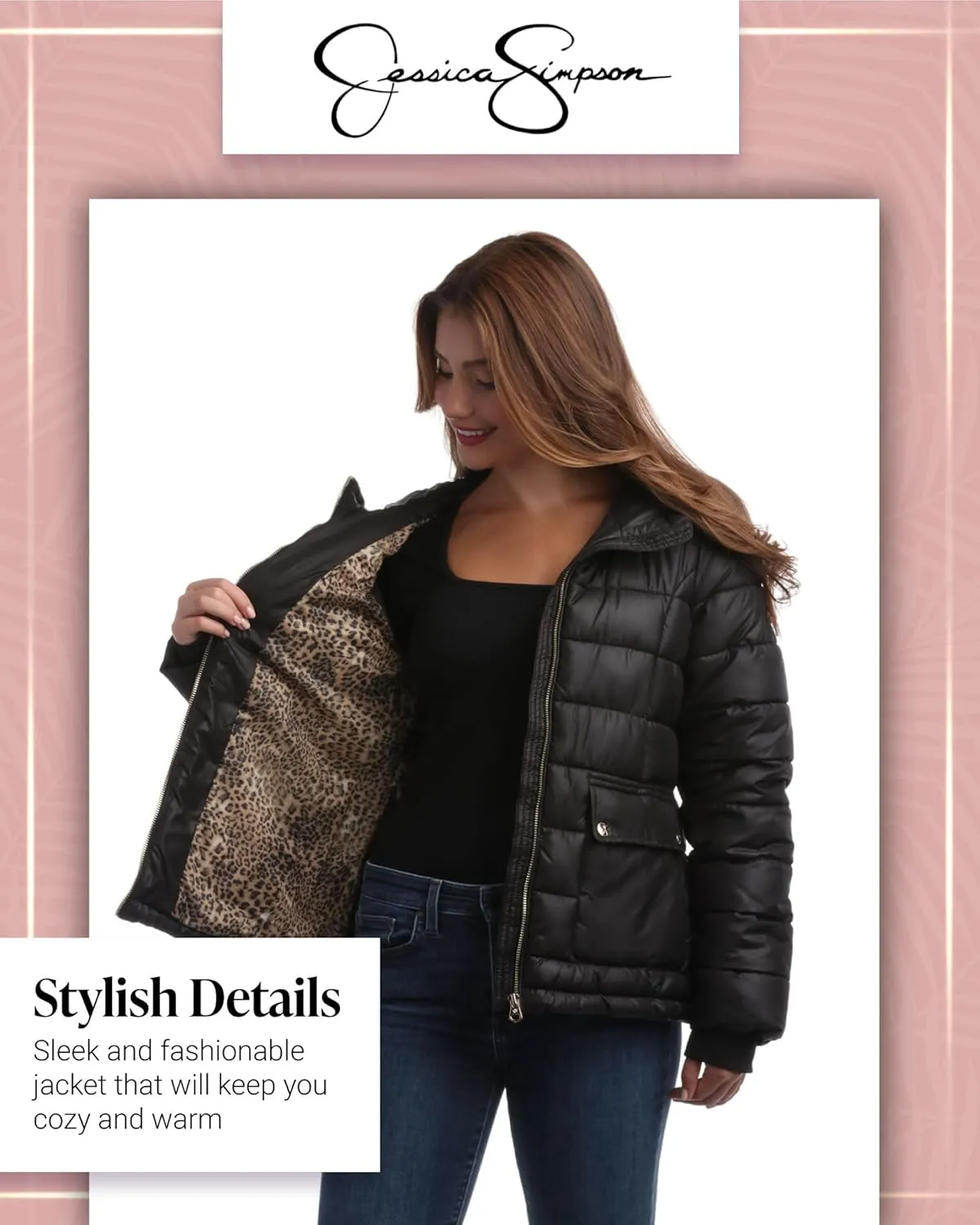 Jessica Simpson Women's Puffer Jacket - Full Zip Up Insulated Quilted Jackets for Women - Cozy Women Winter Coats (S-XL)