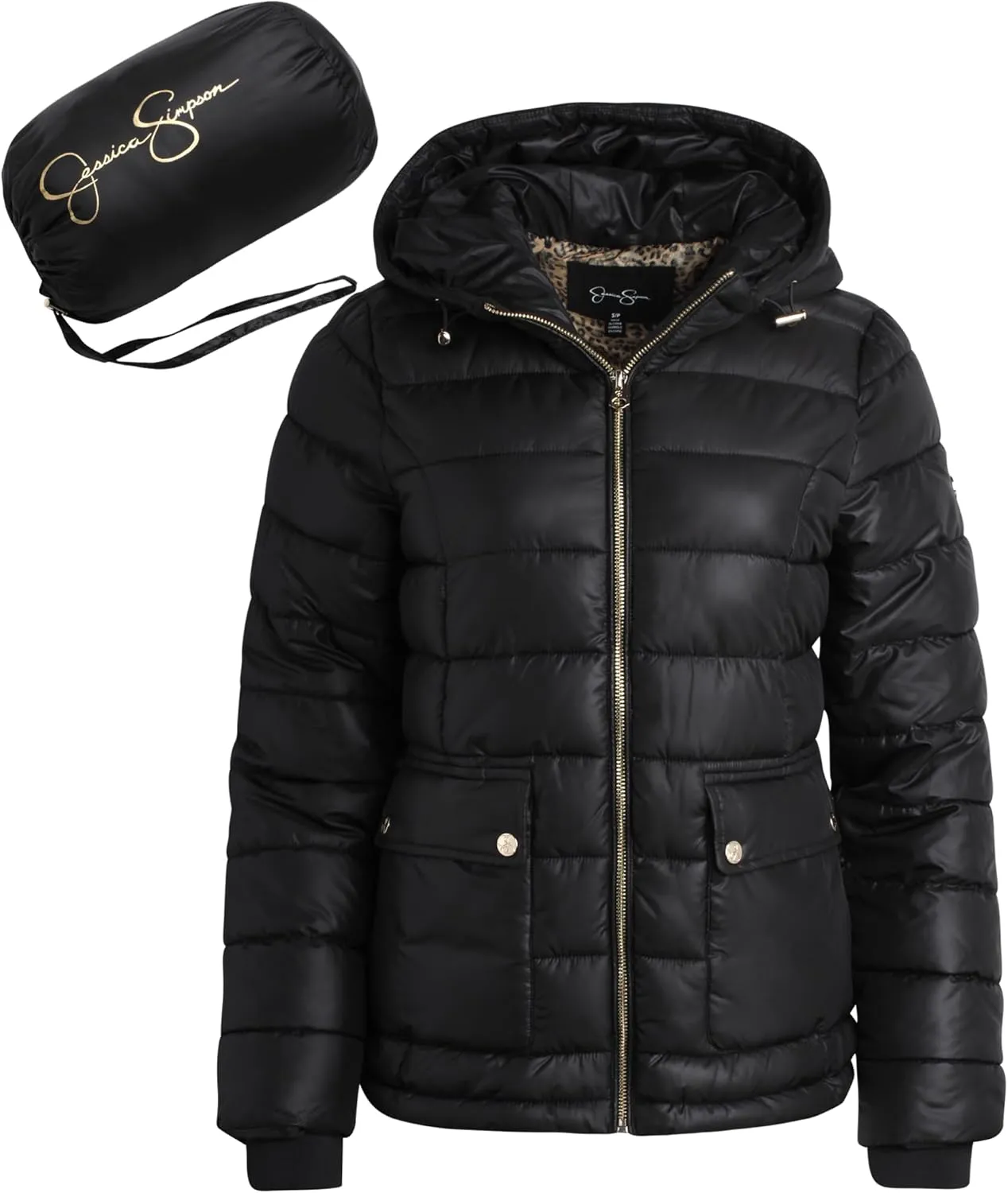 Jessica Simpson Women's Puffer Jacket - Full Zip Up Insulated Quilted Jackets for Women - Cozy Women Winter Coats (S-XL)