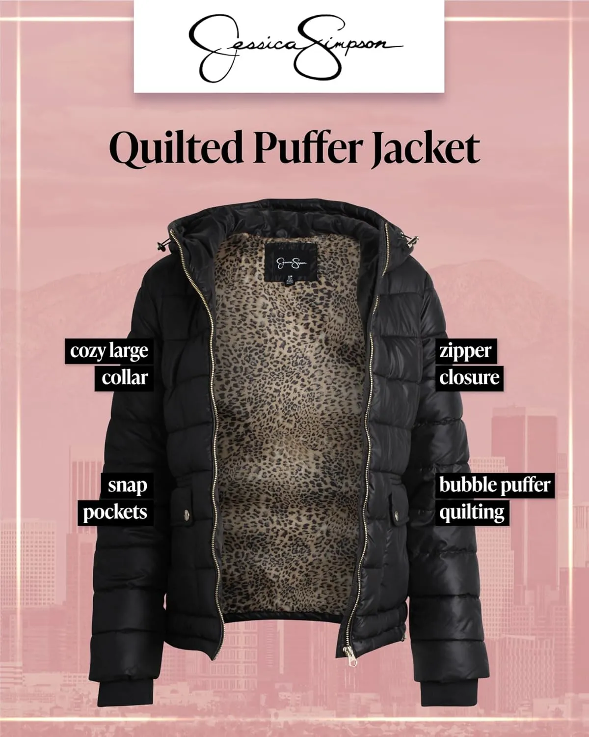 Jessica Simpson Women's Puffer Jacket - Full Zip Up Insulated Quilted Jackets for Women - Cozy Women Winter Coats (S-XL)