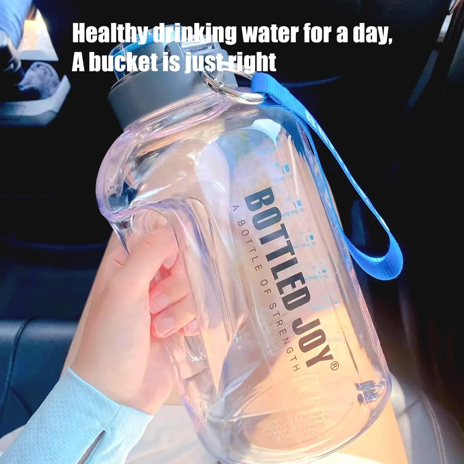 JIMACRO Water Bottle, BOTTLED JOY 1 Gallon Sports Water Bottle with Time Markings and Reusable, 128 Oz Leakproof DUNDUN Water Bottle BPA-Free, Flip Top for Sports, Cycling, Camping