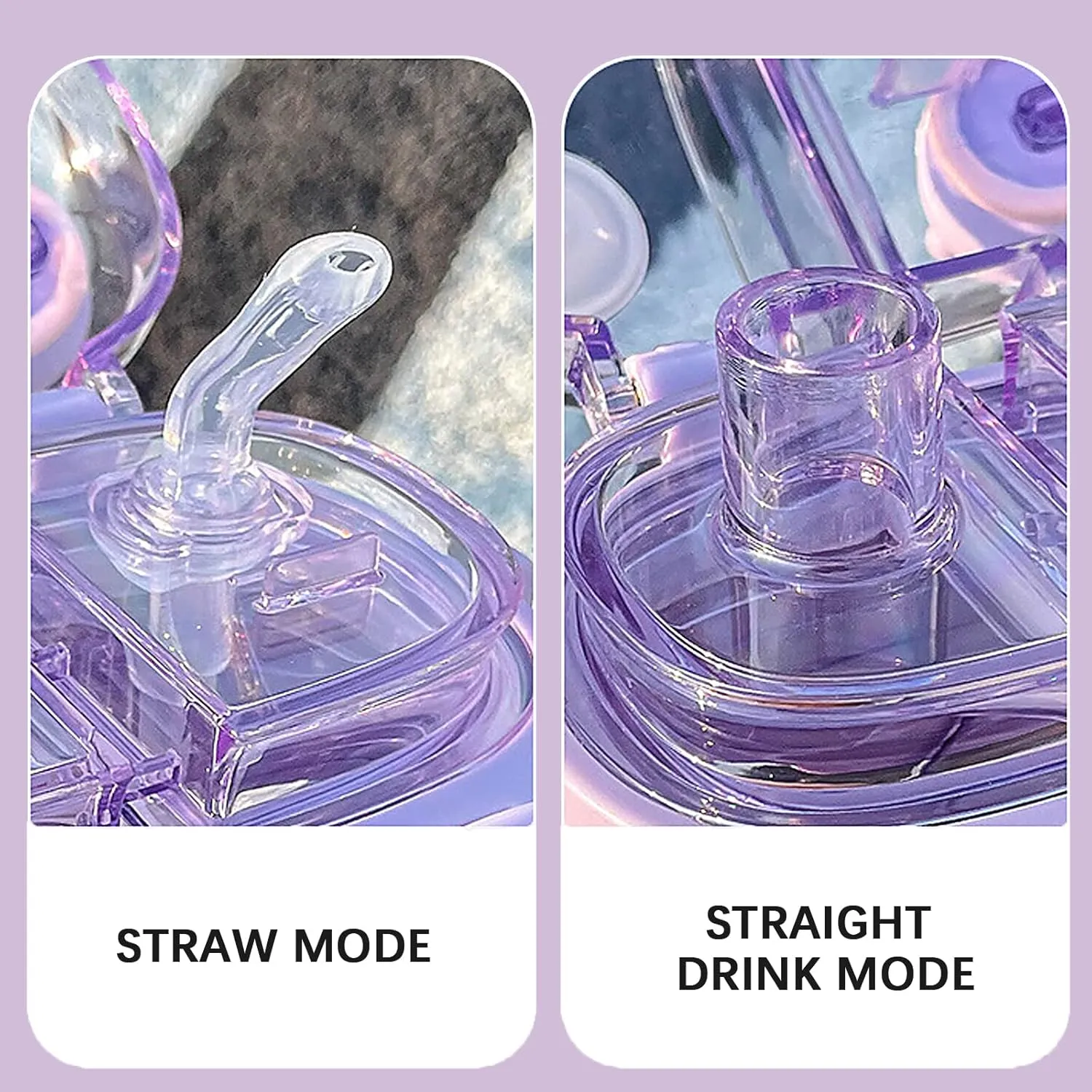 JQWSVE Kawaii Water Bottle - 26oz Cute Water Bottles with Straw and Stickers Double Drinking Water Bottle Portable Leakproof Sports Water Bottle for Outdoor Sports Travel, Purple
